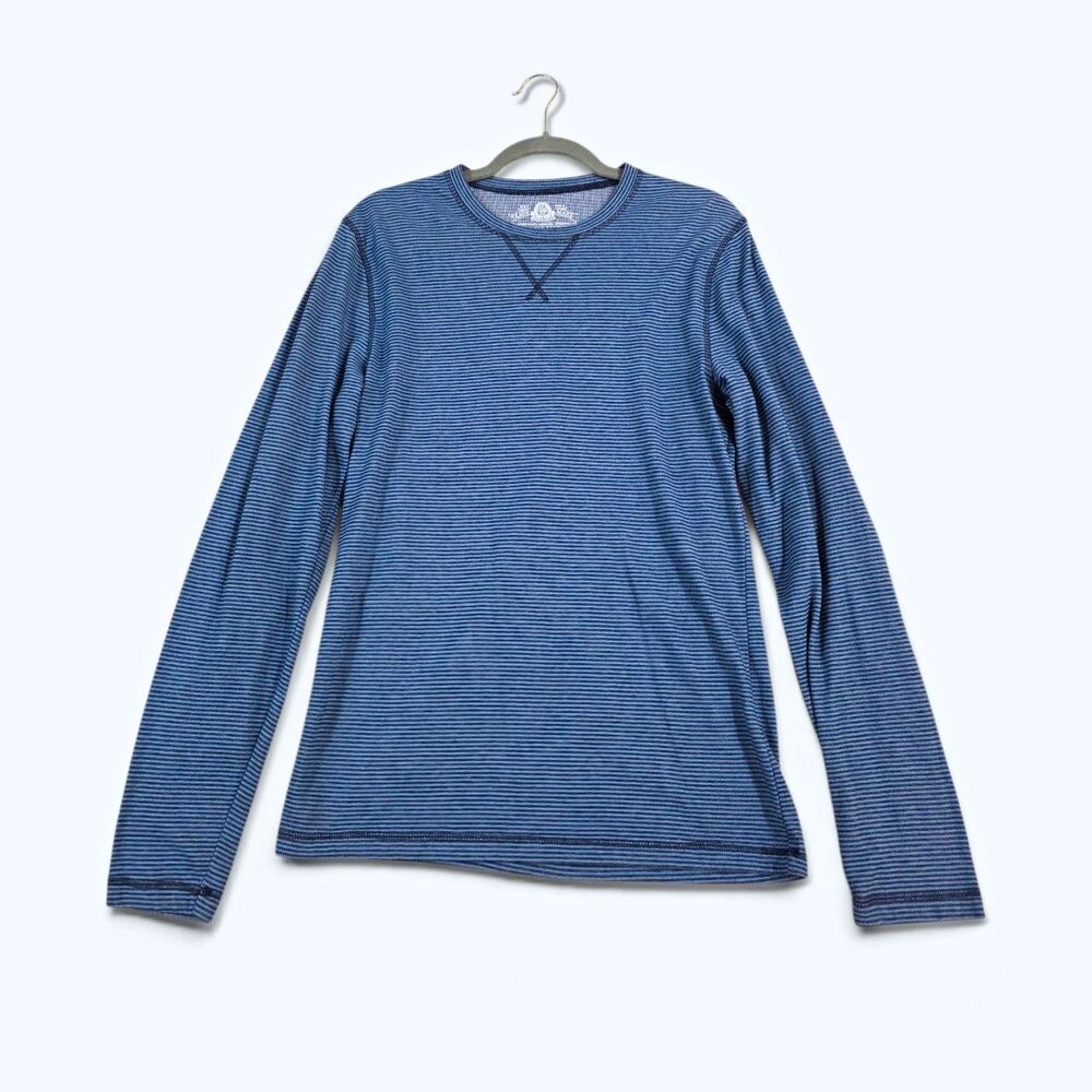 American Rag Men’s Striped Long Sleeve Crewneck Pullover Shirt Blue Medium
